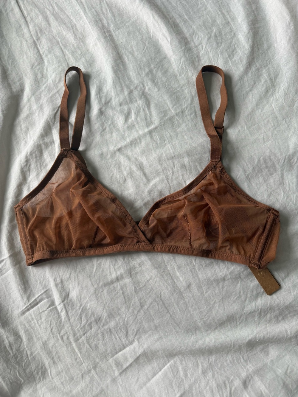 SKIMS Sheer Triangle Bralette in Brown